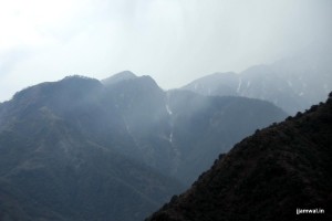 View of mountains as it rained