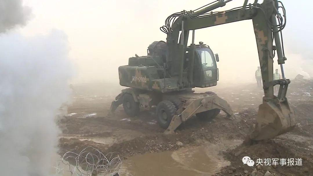 A engineering vehicle belonging to 6th Combined Arms Brigade, 82nd Group Army, Central Theater Command 