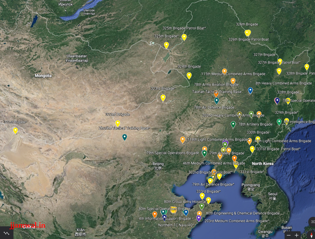 PLA Northern Theatre Command Units map