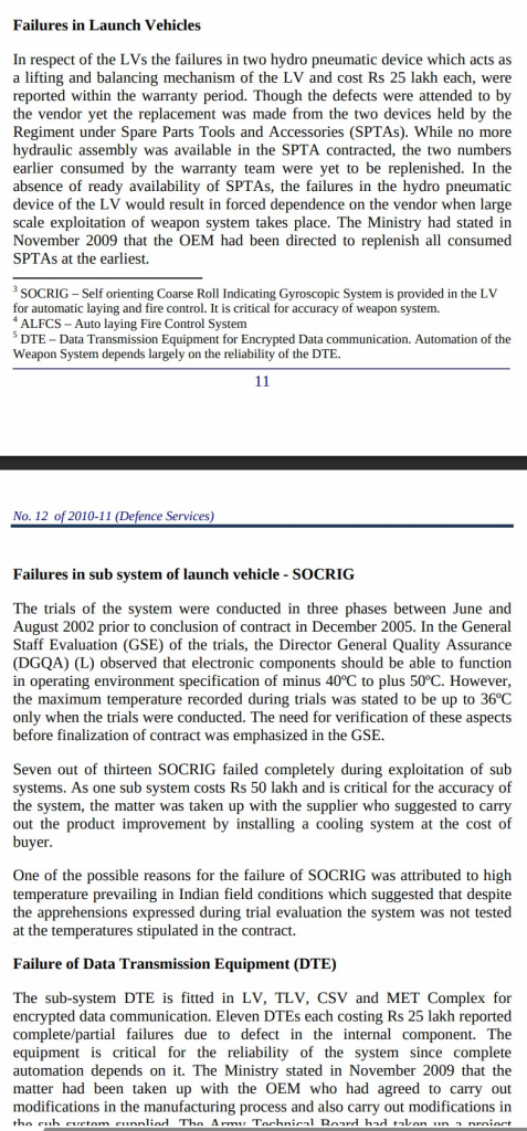 CAG report about Smerch issues